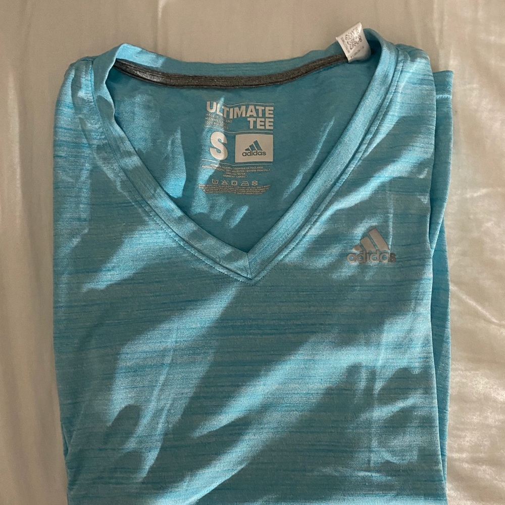 Blue Adidas Athletic T Shirt Top